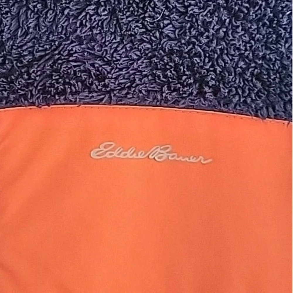 Eddie‎ Bauer Kids Sherpa Fleece Jacket Small 7-8 Colorblock Full Zip Mock Neck